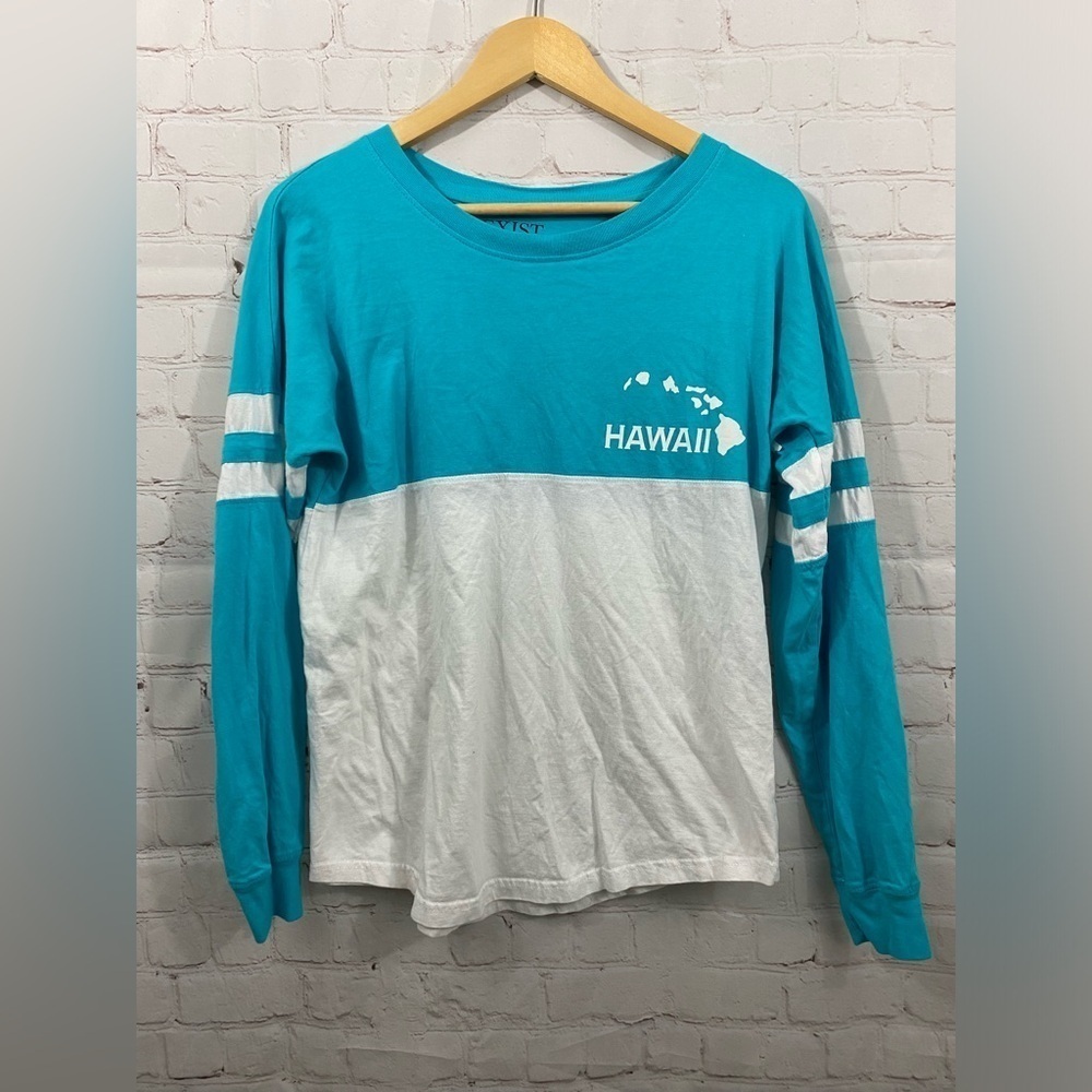 Exist Shirt Womens Size Small Teal White Hawaii Spirit Jersey Oversized Top